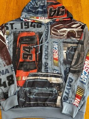 Nascar Pullover Hoodie with Nascar design and logo throughout.